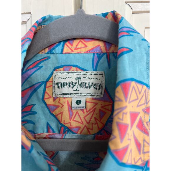 Tipsy Elves size large button down shirt with pineapples - Picture 2 of 3